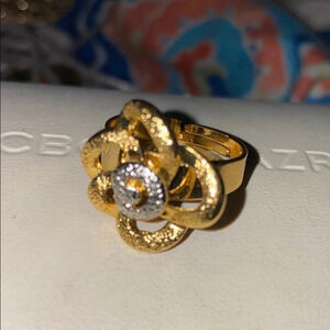 Gold tone  floral statement ring